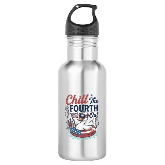Koel de vierde uit patriottische eend vector shirt waterfles (Voorkant)