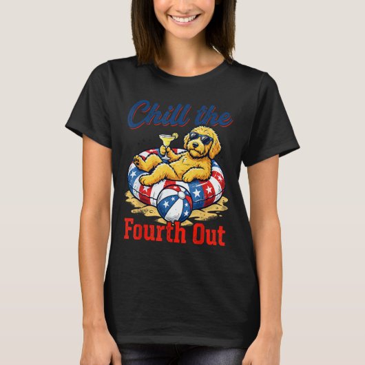 Koel De Vierde Uit Patriottische Goldendoodle VS T-shirt (Voorkant)