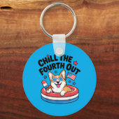 Koel de vierde uit Schattige Corgi Patriottische 4 Sleutelhanger (Voorkant)