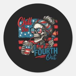Koel de vierde uit skelet grappig patriottisch 4de ronde sticker