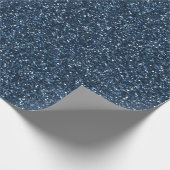 Koel denimblauw fijne glitterpatroon cadeaupapier (Hoek)