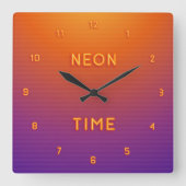 Koel die Simulated Neon kijkt genummerd Vierkante Klok (Voorkant)