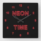 Koel die Simulated Neon kijkt genummerd Vierkante Klok (Voorkant)