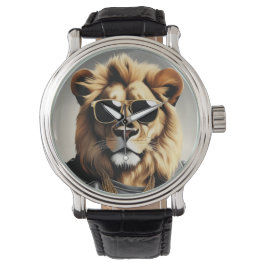 Koel dier met zonnebril en een leren jas horloge