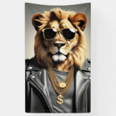 Koel dier met zonnebril en een leren jas spandoek (Verticaal)