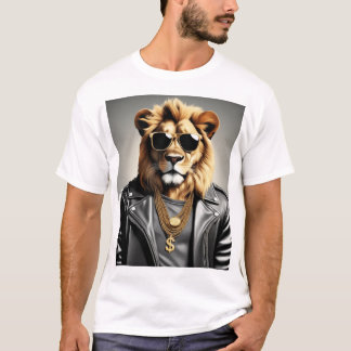 Koel dier met zonnebril en een leren jas t-shirt