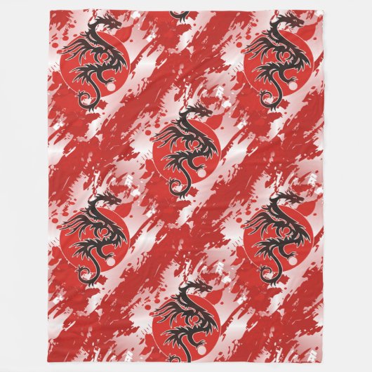 Koel dierlijk patroon - Draken 4 Fleece Deken (Voorkant)