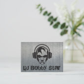 Koel dj logo op metallisch visitekaartje (Staand voorkant)