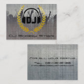 Koel dj metalen visitekaartje met logo. (Voorkant / Achterkant)