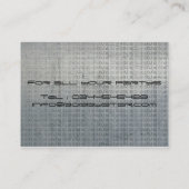 Koel dj metalen visitekaartje met logo. (Achterkant)