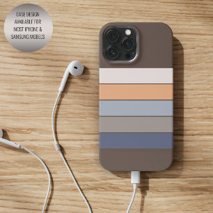 Koel donkerblauw beige oranje grijs art strepen iPhone 16 pro max hoesje