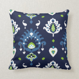 Koel donkerblauw en groene stammenikop kussen