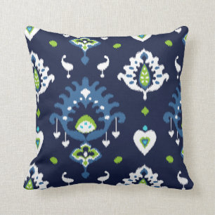 Koel donkerblauw en groene stammenikop kussen