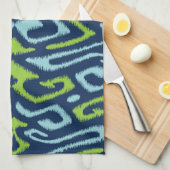 Koel donkerblauw en groene stammenikop theedoek (Quarter Fold)