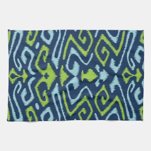 Koel donkerblauw en groene stammenikop theedoek (Horizontaal)