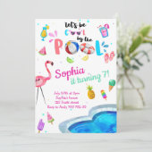 Koel door de Pool Summer Girl Birthday Pool Party Kaart (Staand voorkant)