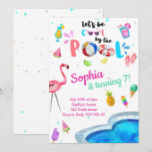 Koel door de Pool Summer Girl Birthday Pool Party Kaart (Voorkant / Achterkant)