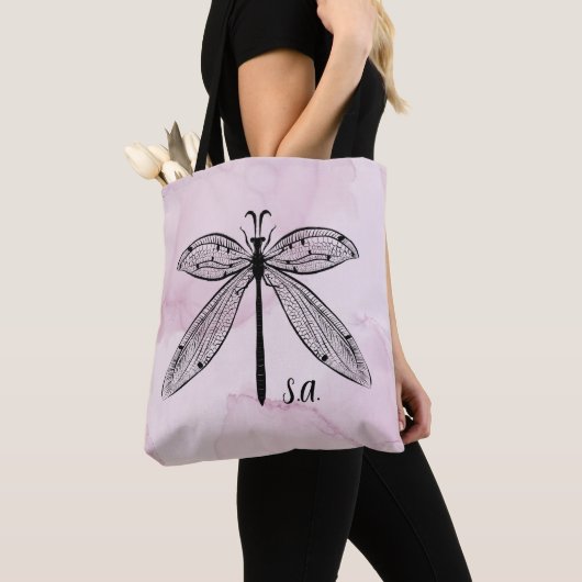 Koel Dragonfly Cottcore Roze Monogram Canvas tas (Dichtbij)