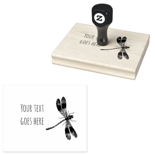 Koel Dragonfly Voeg uw persoonlijke tekst toe Rubberstempel (Gestempeld)