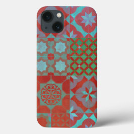 Koel-, driedubbele Egeïsche tegels in rood en blau Case-Mate iPhone Case