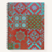 Koel-, driedubbele Egeïsche tegels in rood en blau Notitieboek (Voorkant)