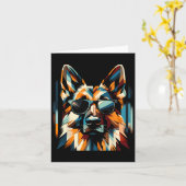 Koel Duitse Herdershond Cubisme Kunststijl Kerstmi Kaart (Gele Bloem)