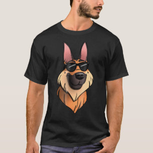 Koel een Duitse herdershond met zonnebril T-shirt