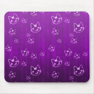 Koel een leuk japans paars kattenneko-patroon muismat