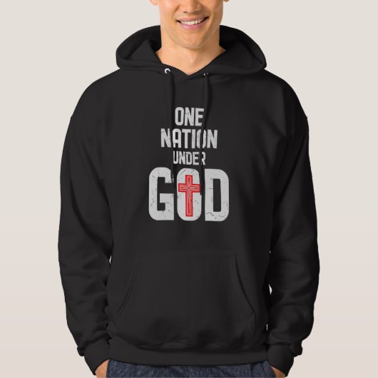 Koel één natie onder goddelijk Religieus Rode Krui Hoodie (Voorkant)
