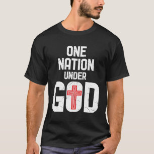 Koel één natie onder goddelijk Religieus Rode Krui T-shirt