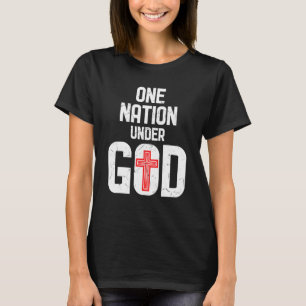 Koel één natie onder goddelijk Religieus Rode Krui T-shirt