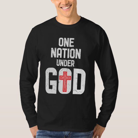 Koel één natie onder goddelijk Religieus Rode Krui T-shirt (Voorkant)