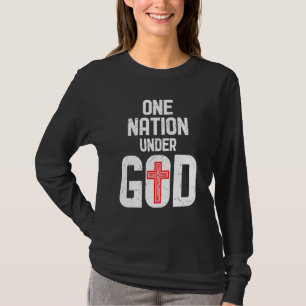 Koel één natie onder goddelijk Religieus Rode Krui T-shirt