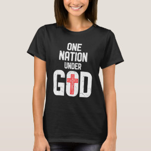 Koel één natie onder goddelijk Religieus Rode Krui T-shirt