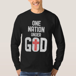 Koel één natie onder goddelijk Religieus Rode Krui T-shirt