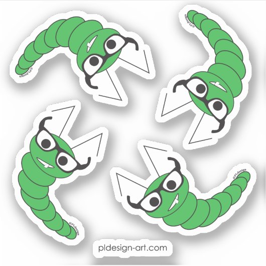 Koel een nerdy caterler met een bril sticker (Voorkant)