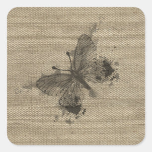 Koel een schattige trendy grijze splatters  vlinde vierkante sticker