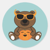 Koel een schattige zonnebril van beer Halloween en Ronde Sticker (Voorkant)
