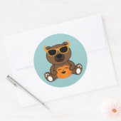Koel een schattige zonnebril van beer Halloween en Ronde Sticker (Envelop)
