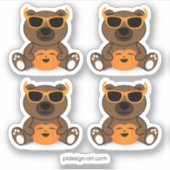 Koel een schattige zonnebril van beer Halloween en Sticker (Voorkant)