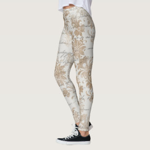 Koel een van een soort efemera bloemenpatroon vrou leggings