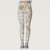 Koel een van een soort efemera bloemenpatroon vrou leggings (Voorkant)