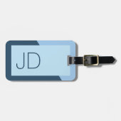 Koel Eenblauw Geometrisch Monogram Bagagelabel (Voorkant horizontaal)