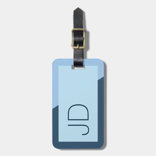 Koel Eenblauw Geometrisch Monogram Bagagelabel (Voorkant verticaal)