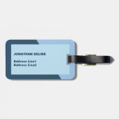 Koel Eenblauw Geometrisch Monogram Bagagelabel (Achterkant horizontaal)