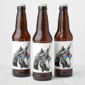 Koel eenhoorn met regenboogzonnebrillen bier etiket (Flessen)