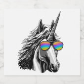 Koel eenhoorn met regenboogzonnebrillen bier etiket (Enkel label)
