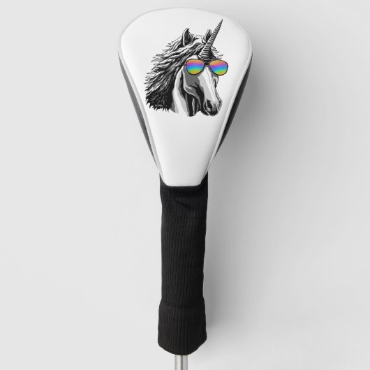 Koel eenhoorn met regenboogzonnebrillen golfheadcover (Voorkant)