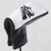Koel eenhoorn met regenboogzonnebrillen golfheadcover (3/4 voorkant)