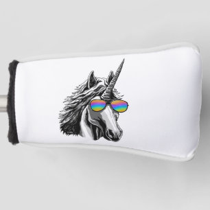 Koel eenhoorn met regenboogzonnebrillen golfheadcover